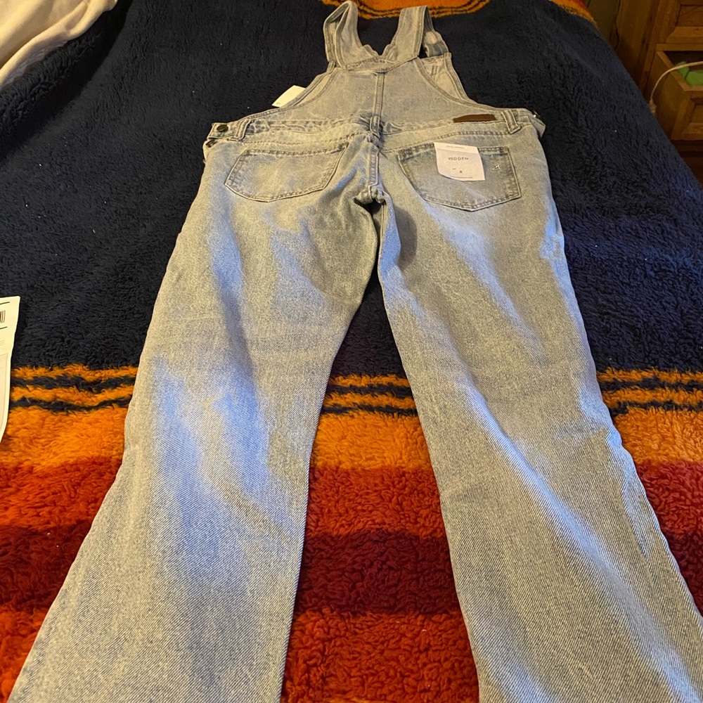 Women’s Jean distressed raw hem cropped overalls